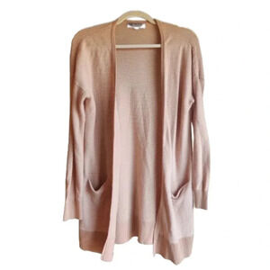 Marled pink/white striped open cardigan with pockets Size Medium